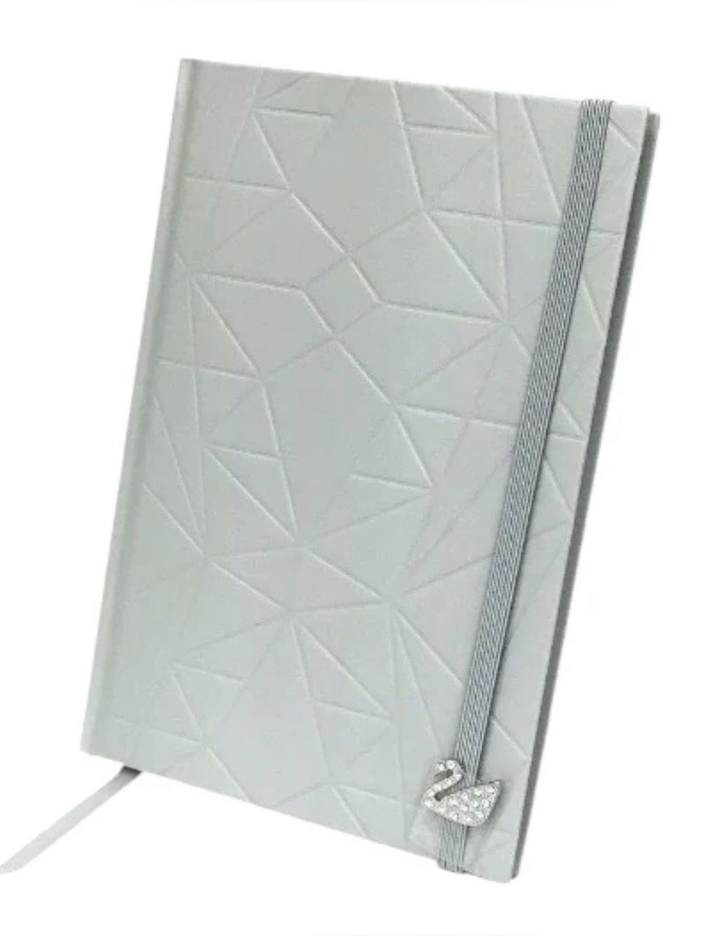 NWT Swarovski Light Gray Notebook with Swan Crystal Charm